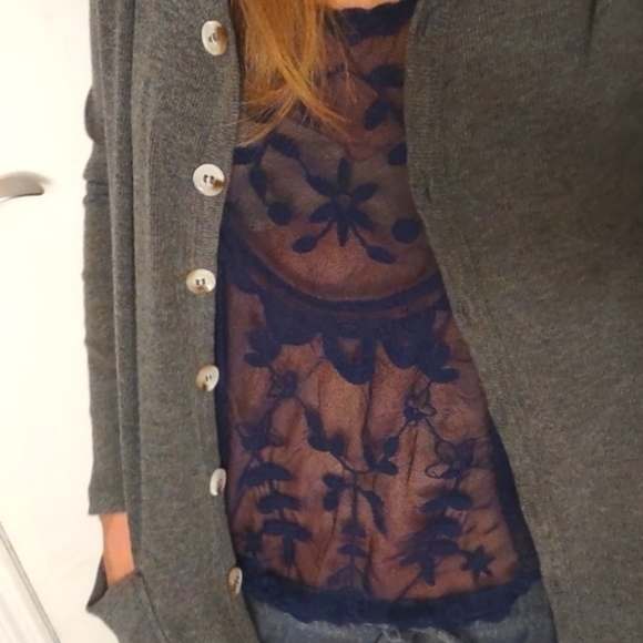 Tank, Navy Blue lace - Picture 1 of 3